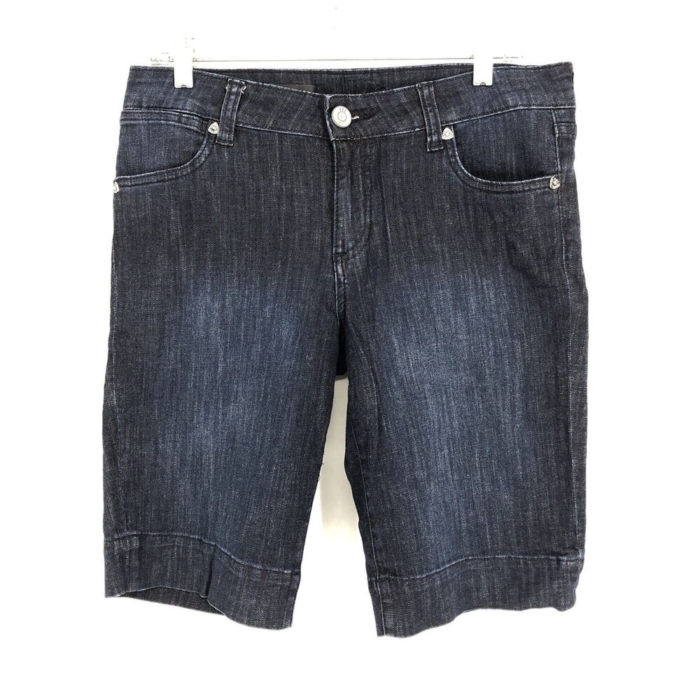 KUT from the Kloth Mid Rise Nicole Bermuda Dark Wash Denim Jean Shorts 6 (33x11)